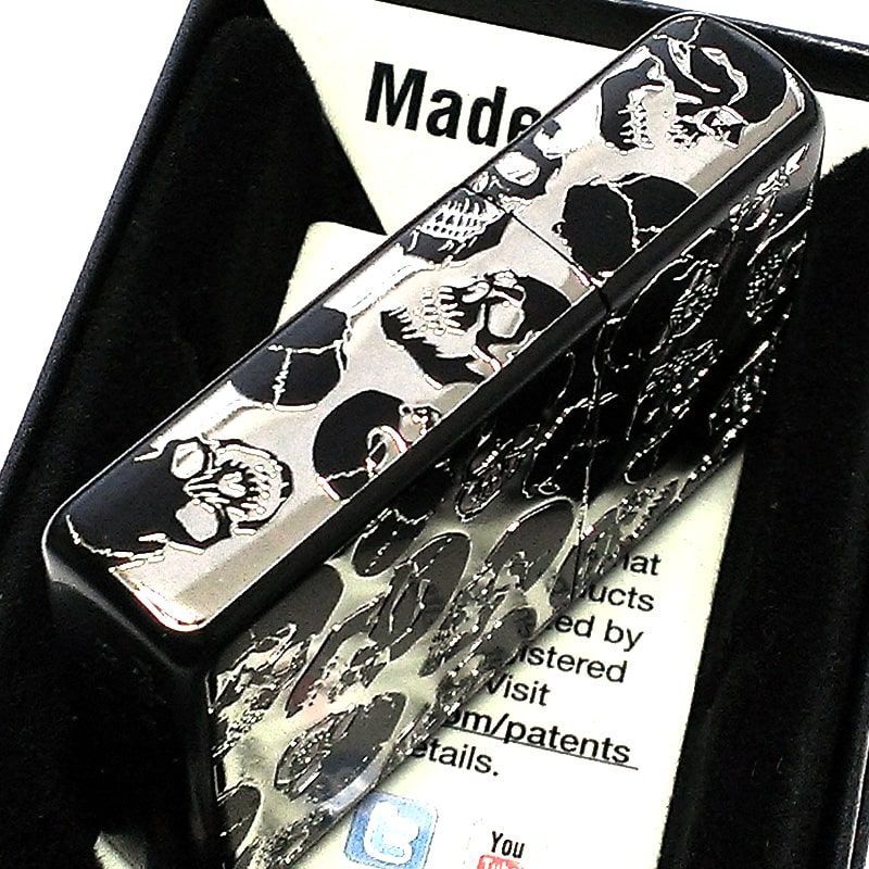 ZIPPO ライター 5面スカル ジッポ マットブラック 骸骨