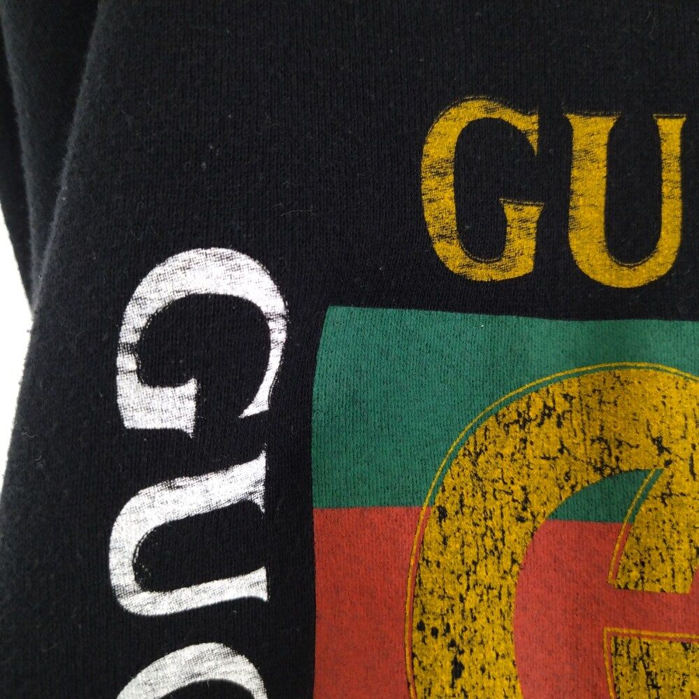 GUCCI (グッチ) 18AW VINTAGE LOGO SWEAT PULLOVER 454569-X5J57  オールドグッチロゴヴィンテージ加工スウェットトレーナー プルオーバー ロゴプリントスウェットシャツ