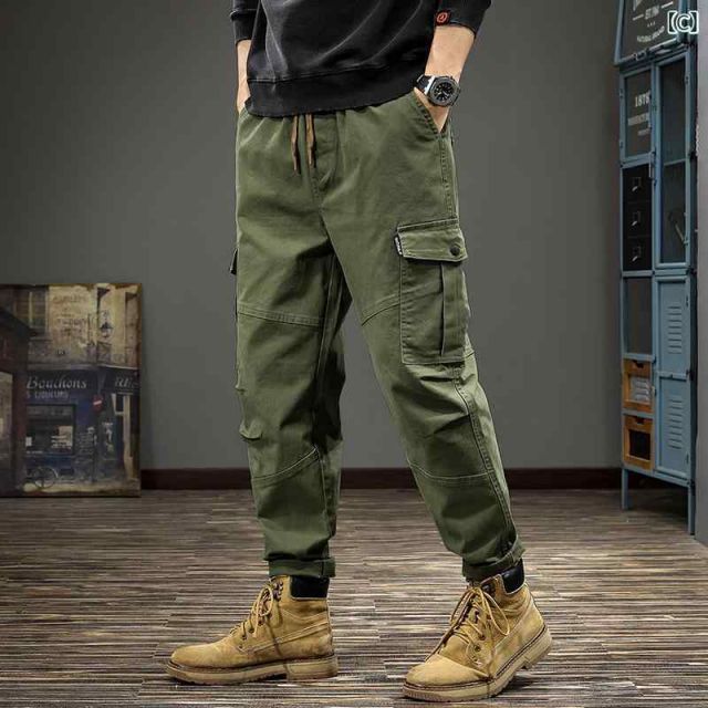 [31 ]メンズ ファッション 服  オシャレ シンプル 大 かっこいい 大きいサイズ ストリート 紳士服 秋 パッチワーク ストレート アメカジ パンツ マルチ ポケット テーパード スポーツ