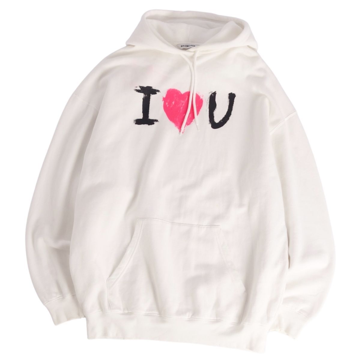 BALENCIAGA I LOVE U ダメージ加工 パーカー アイラブユー Balenciaga