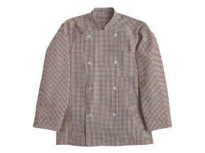 コックコート ギンガムチェック 茶 S コック服 コック ユニフォーム フードユニフォーム ギンガムチェックコックコート ツイル 耐久 本格 オシャレ かわいい