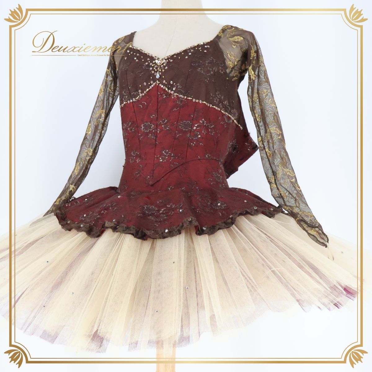 バレエ衣装】レッド シルビア チュチュ 茶色 ブラウン レース 長袖