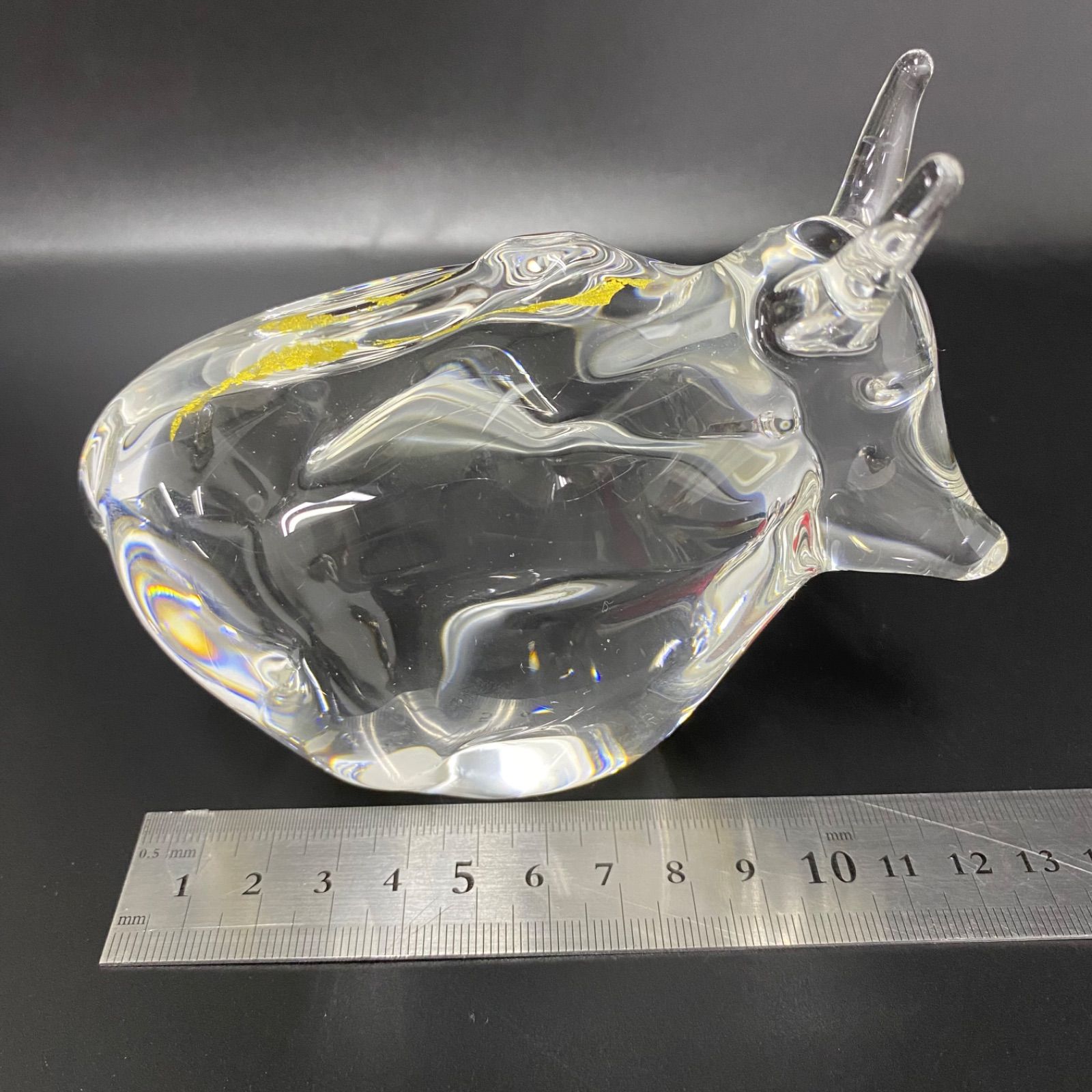 希少美品】Multi Glass ガラス製 丑 牛 オブジェ 置物 クリスタル 透明 