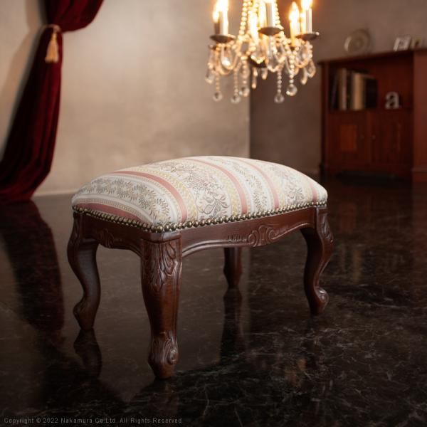 アンティーク 回転木製スツール ベルベット イタリア製 スツール