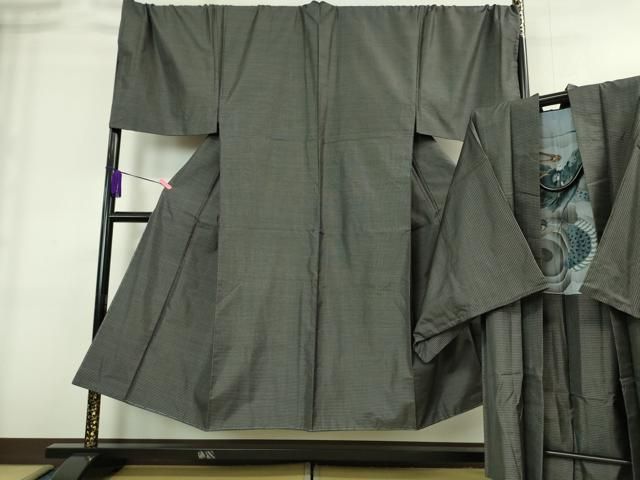 平和屋着物 上 男性 本場大島紬 アンサンブル キングサイズ 長羽織 羽裏 龍 亀甲柄 DZAA8535kh5