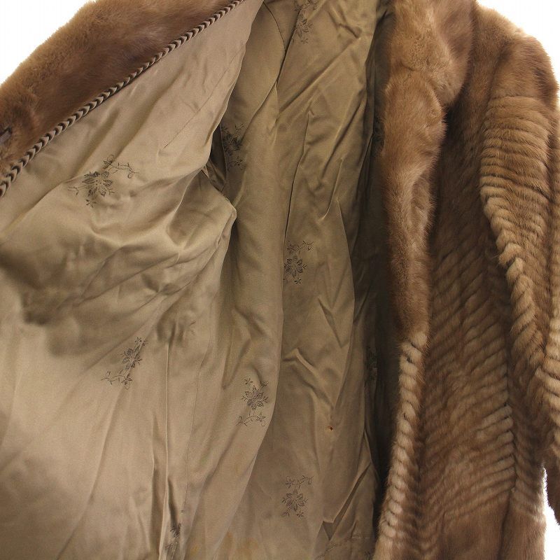 ノーブランド 毛皮コート ミンクファー ハーフ アウター 9 ブラウン  