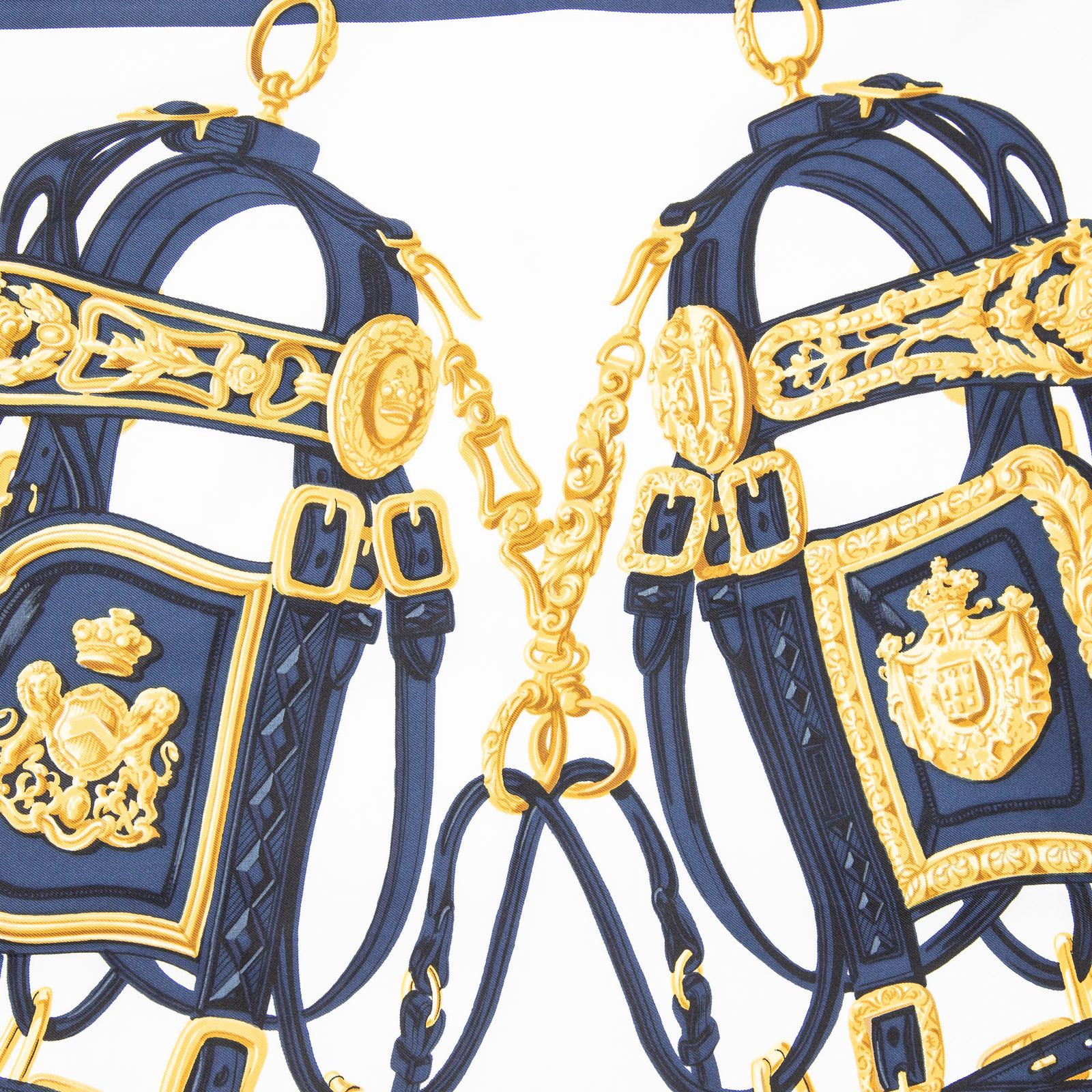 エルメス シルクスカーフ ネイビー ゴールド HERMES エルメス ストール スカーフ 『LES CAVALIERS D'OR（黄金