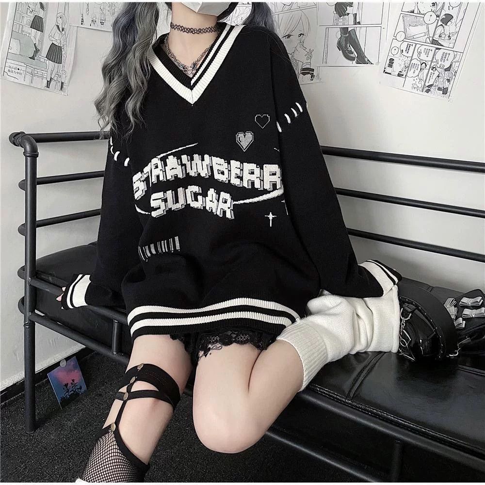 地雷系可愛いゆったりニット♡オーバーサイズ セーター ニット オーバーサイズ サブカル 服 病み可愛い