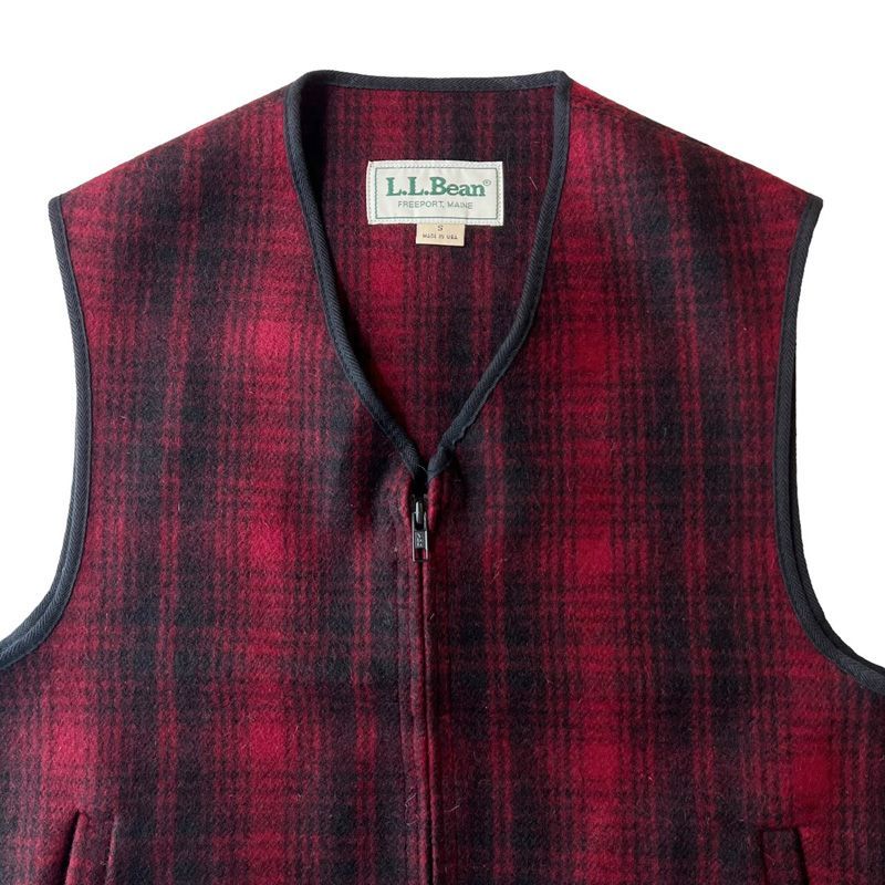 90s USA製 LLBean オンブレ チェック ウール ベスト S / 90年代