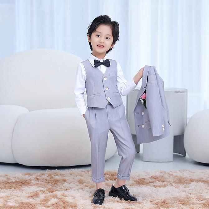 ワイシャツ ネクタイ 5点セット フォーマルスーツ 男の子 キッズ 子供 ベスト チェック柄 ジュニア 入学式 入園式 卒業式 七五三 結婚式 発表会 誕生日 YJSO] 男の子 フォーマルスーツ キッズ スーツセット 長袖シャツ