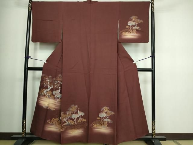 平和屋着物□訪問着 手描き 枝葉文 暈し染め 金銀彩 正絹 逸品