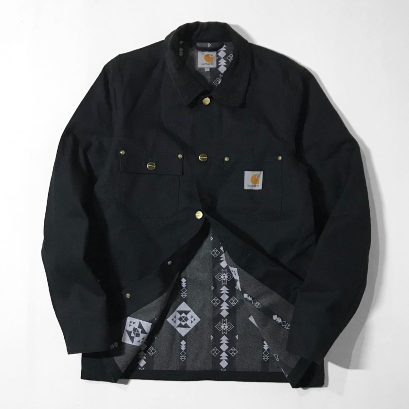 希少 限定モデル カーハート Carhartt ネイティブ柄 裏地 ダック ミシガン チョア コート S ブラック ジャケット ワーク カバーオール  デトロイト 黒 - メルカリ