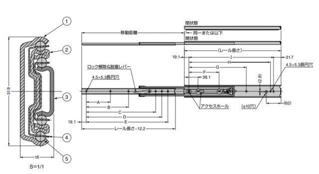 SUGATSUNE スガツネ工業 スライドレール C3617 重量用 レール長さ：移動距離：306.1：331.5 190-111-268 C3617-16 | ACCURIDE アキュライド 建築金物 家具金物 SUGATSUNE スガツネ工業 スライドレール C3617 重量用 レール長さ