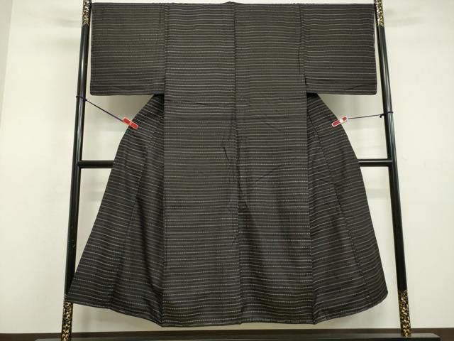 平和屋着物○上質な紬 100亀甲 横段文 正絹 逸品 AAAV7152zg