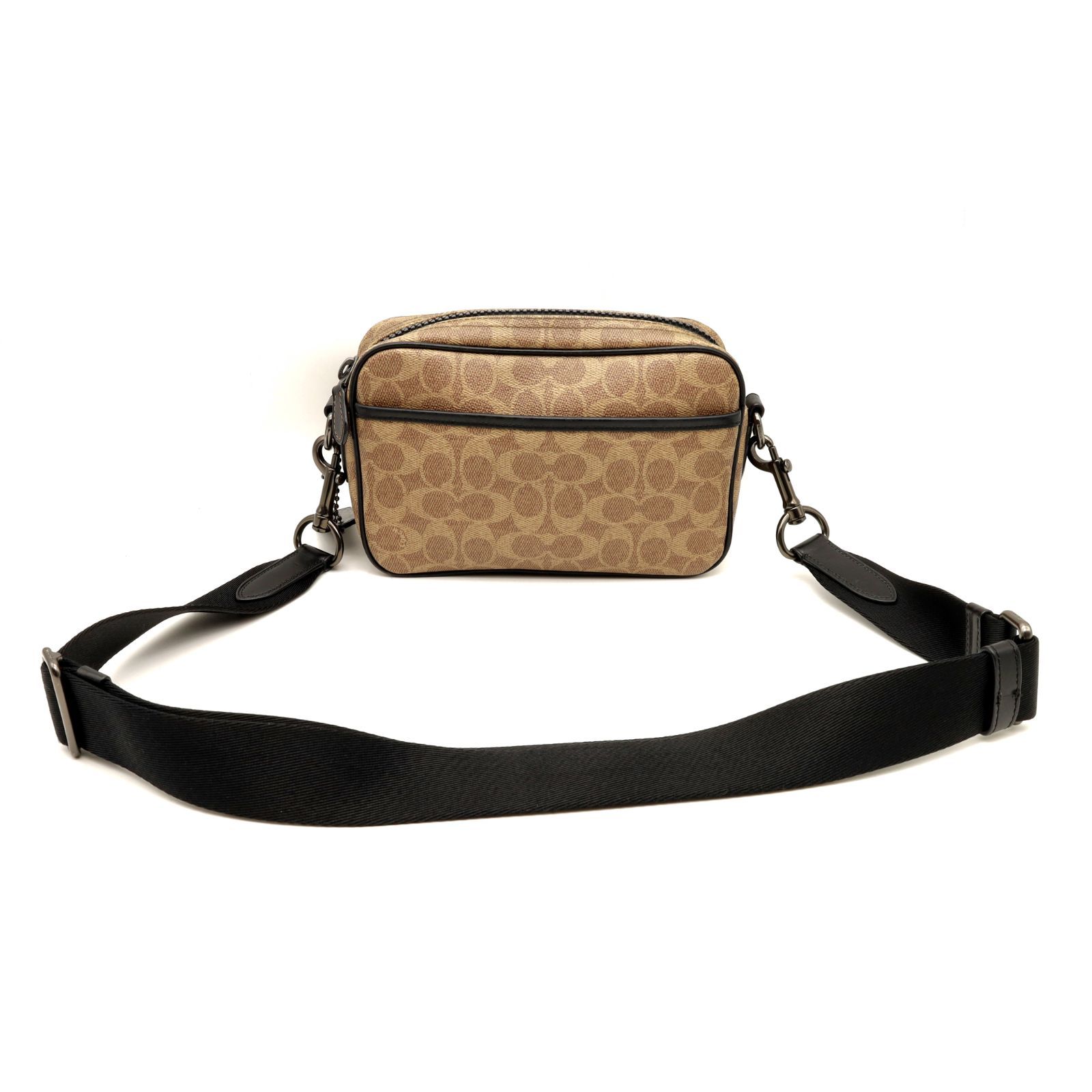 美品 COACH コーチ メンズ ショルダーバッグ アカデミー シグネチャー 