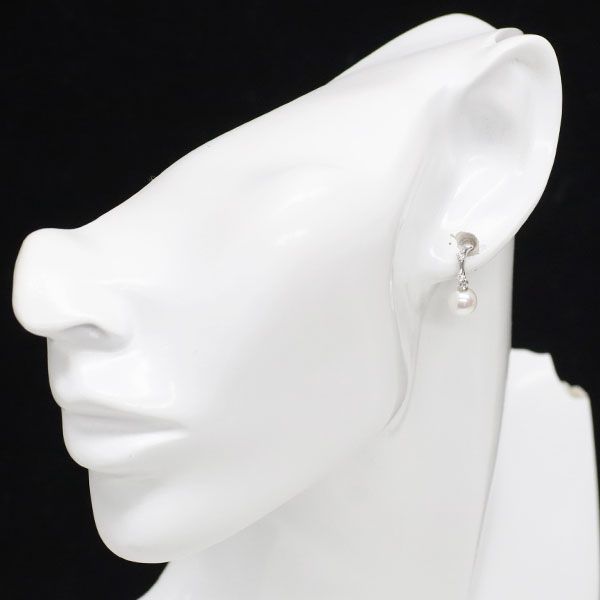 あこや真珠　ダイヤモンド　k18WG ピアス 田崎真珠 K18WG アコヤ真珠 ダイヤモンド ピアス 径約6.3mm D0.04ct