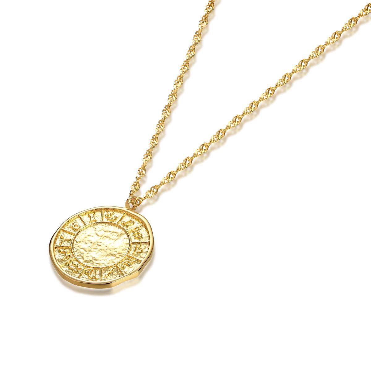 Color:ゴールド・星座コイン [lady like] レディライク］シルバー 星座 イニシャル コイン ネックレス 48cm GP 楽天市場】~  The Zodiac Sign ~ 12星座 コインネックレス ダイヤ付き K18 K10 コイン ネックレス ゴールド 十二星座 星座モチーフ 金  10k 18k 10金 18金 ...