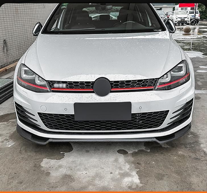 適用フォルクスワーゲン ゴルフ7 GTI R R-Line 13-16 カーボン調 フロントリップ スポイラー エアロ パーツ 外装 ドレスアップ