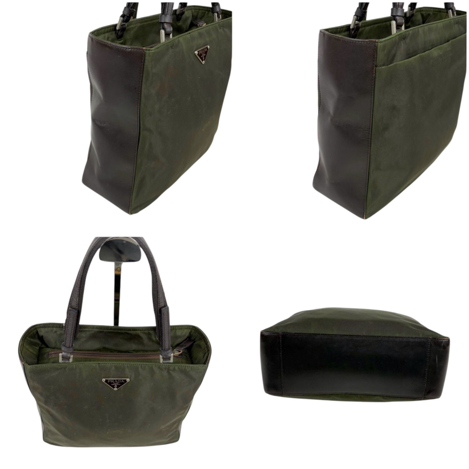 プラダ PRADA グリーン ナイロン テスート ワンショルダーバッグ カーキ PRADA - PRADA プラダ ヴィンテージ ロゴプレートナイロン