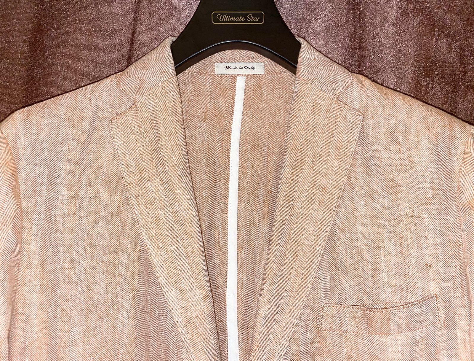 【BEAMS 取り扱い】 MADE IN ITALY製 Mr.Rick Tailor リネンテーラードジャケット オレンジ 46サイズ