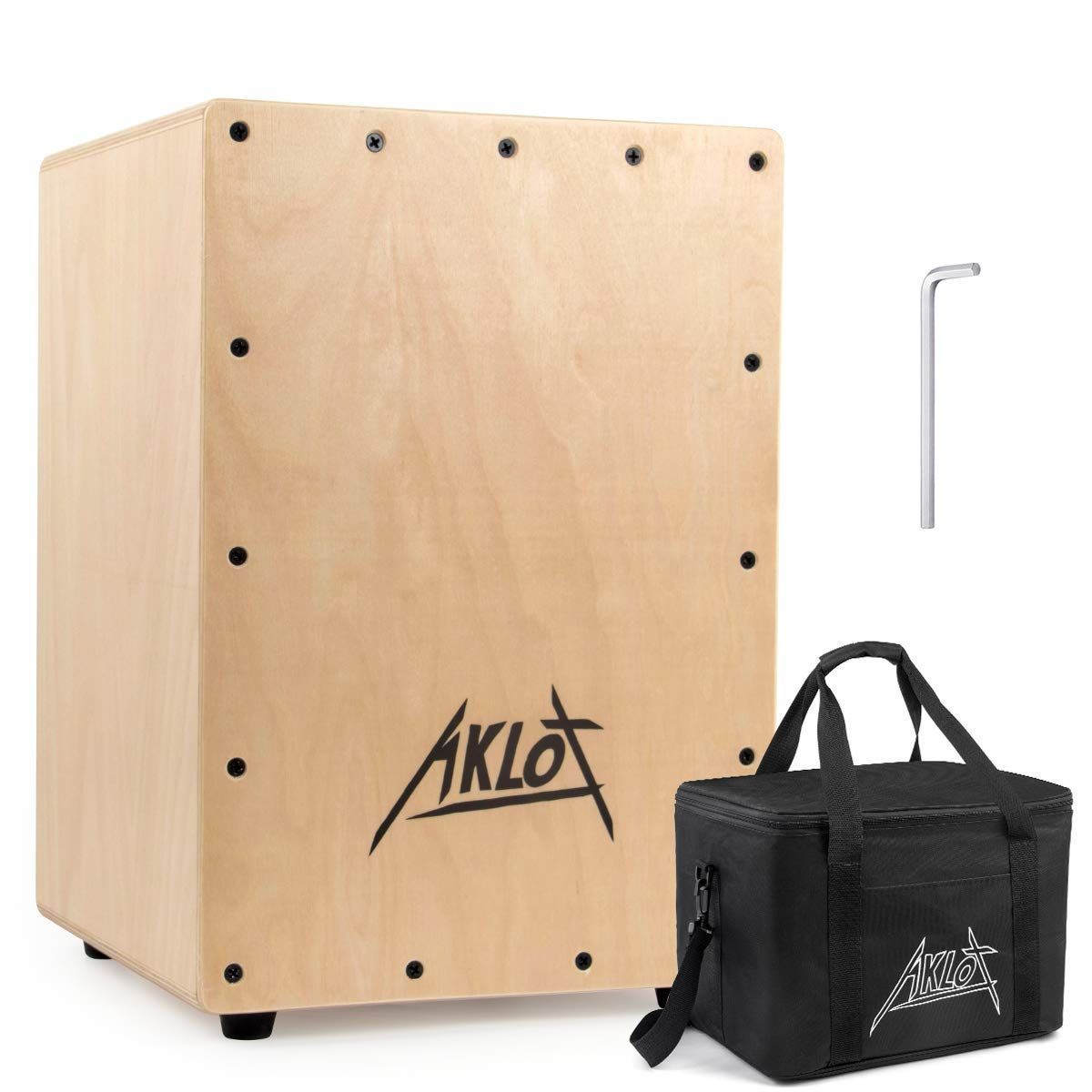 ケース付き 内部調節 なスネア 打楽器 パーカション 木製 プロ Cajon ボックスドラム 35.5*25.4*25.4cm カホン AKLOT