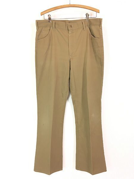 古着 70s Lee 202-1624 コットン ピケ パンツ ブーツカット フ モカ!! W36 L31