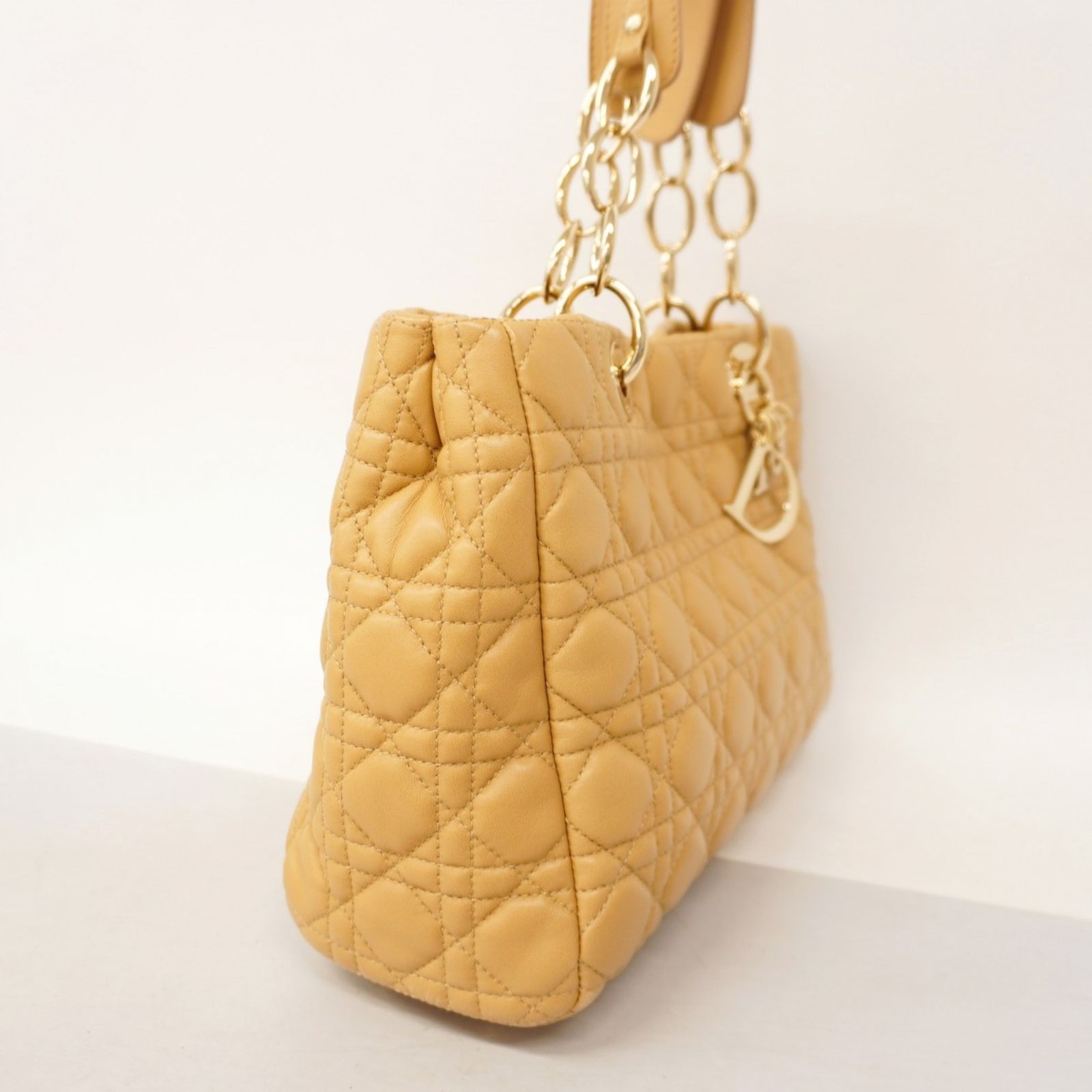 クリスチャンディオール ハンドバッグ カナージュ ライトブラウン ゴールド 10/113☆Christian Dior クリスチャンディオール レディ