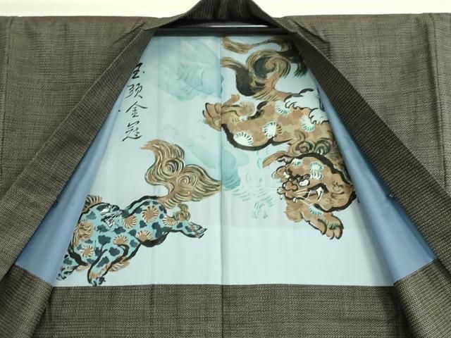 平和屋着物□男性 本場大島 アンサンブル 長羽織 亀甲柄 正絹 逸品  