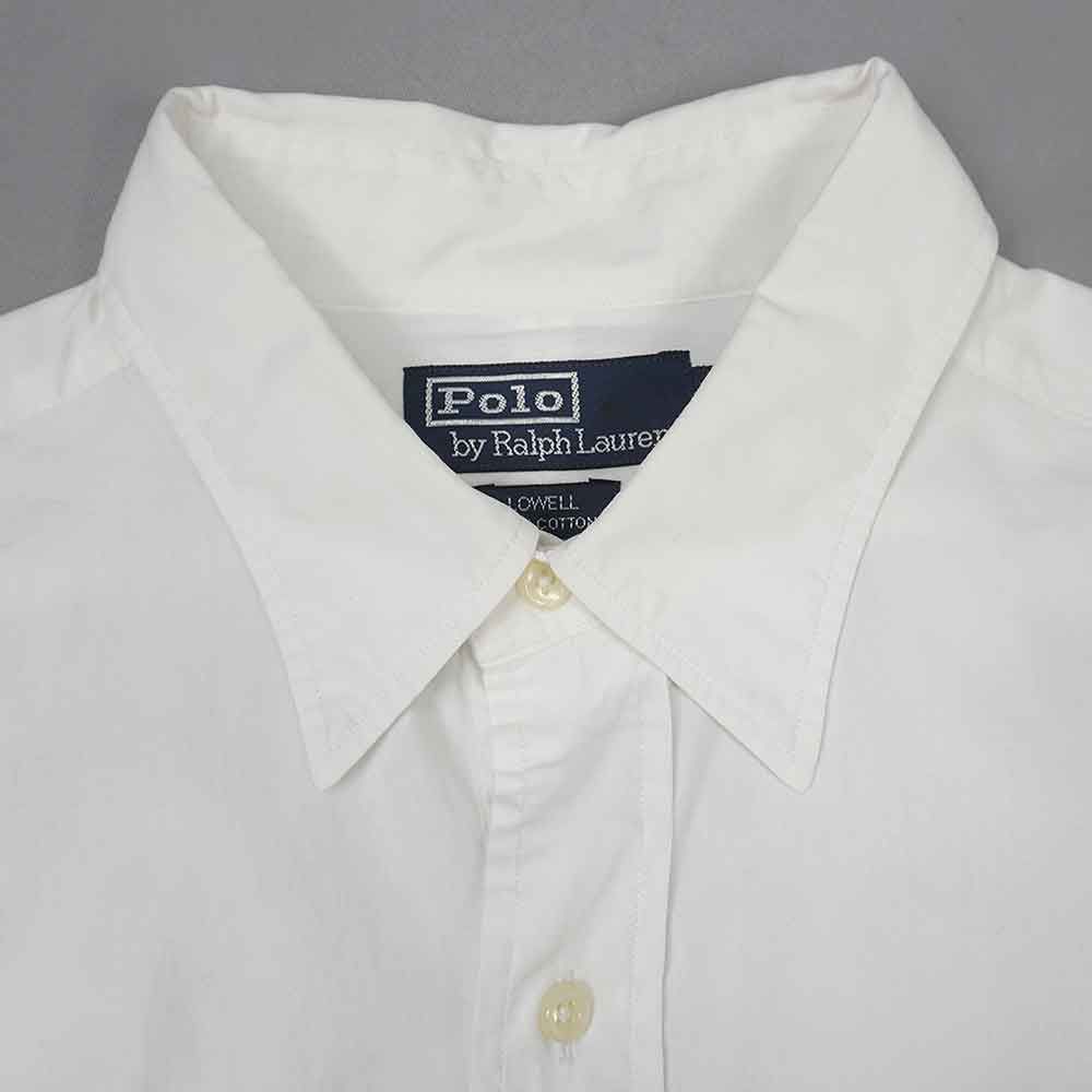 90s ラルフローレン Lowell 無地 長袖シャツ M 白レア ヴィンテージ 90s ラルフローレン Lowell 無地 長袖シャツ M 白レア