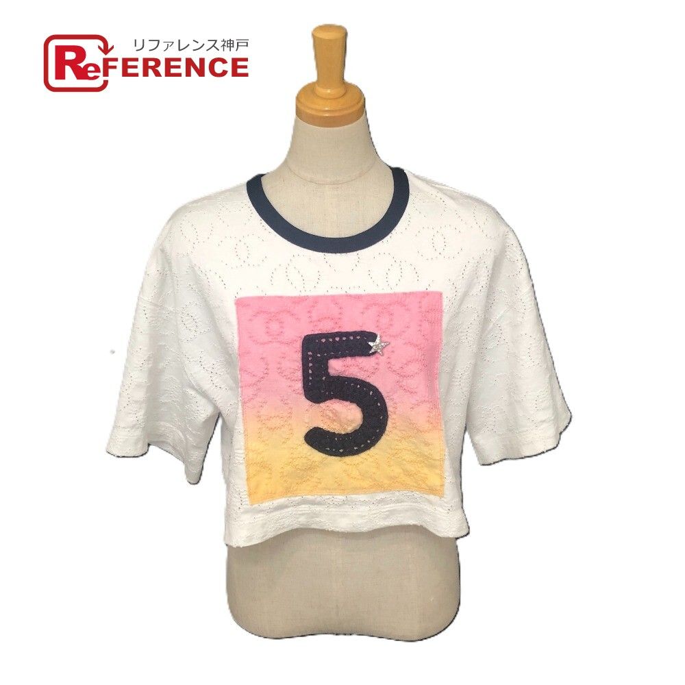 CHANEL ホワイト 蝶プリント Tシャツ 半袖 CHANEL シャネル 半袖Tシャツ No.5 スター ココマーク P76438