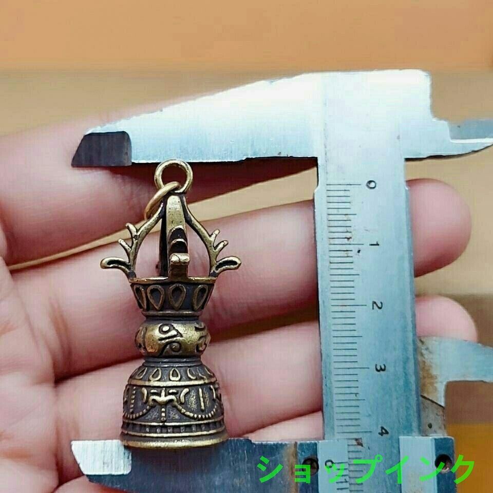 銅 細工 六字真言金剛鈴 掛鈴 法器 辟邪 開運 平安 招財 置物