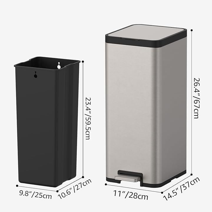 Mbillion ゴミ箱 おしゃれ ふた付き ステンレス 38リットル ゴミ箱 スリム ペダル式 キッチン 消臭 ダストボックス 大容量 生ゴミ インナ