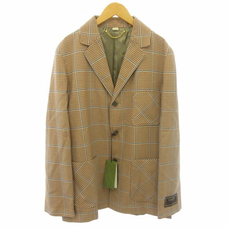 グッチ GUCCI タグ付 テーラードジャケット ブレザー 千鳥格子 総裏  