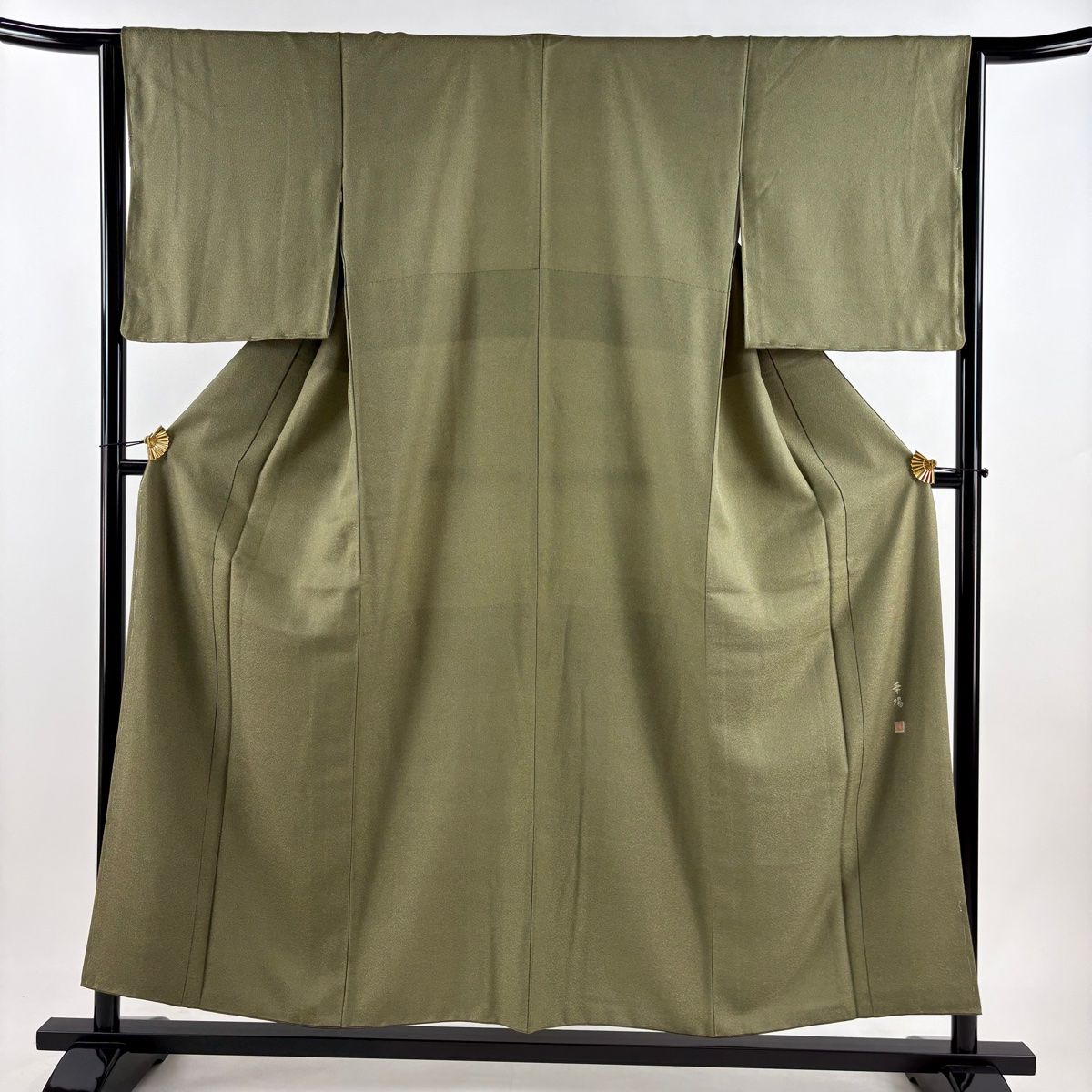 江戸小紋 身丈155cm 裄丈63.5cm S 袷 落款 鮫 鶯色 正絹 秀品