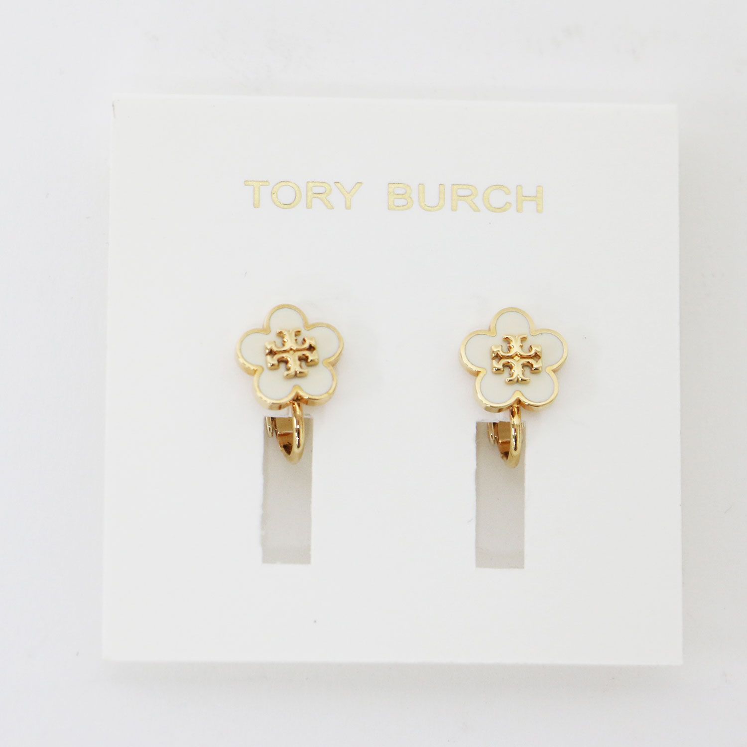 トリーバーチ キラフラワースタッズ ゴールド アイボリー 新品】TORY