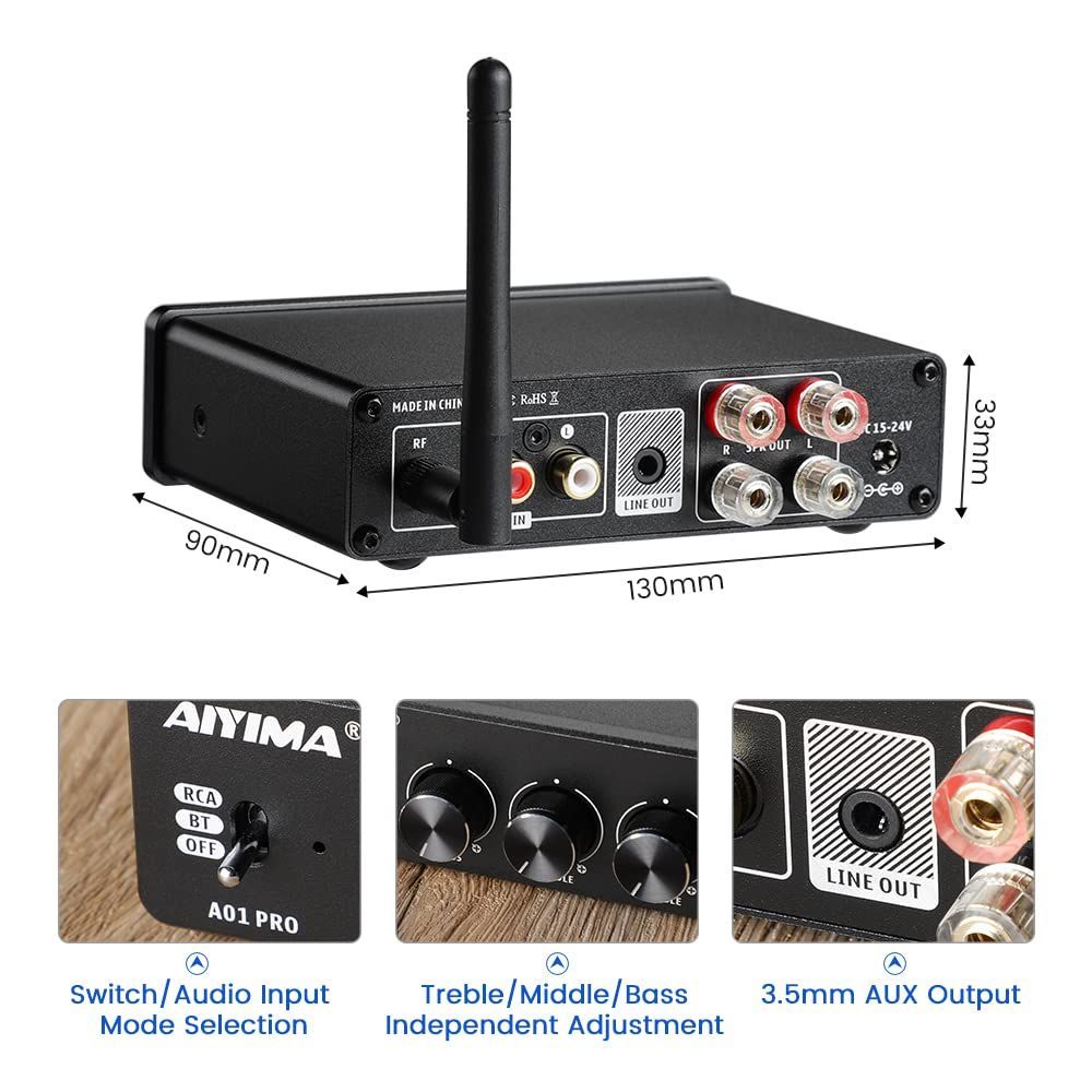 AIYIMA パワーアンプ A200 Bluetooth5.0 付属品あり（SMSL A300