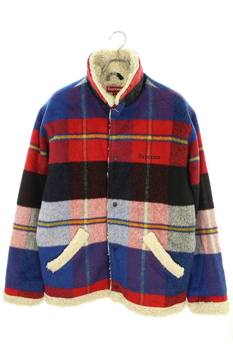 シュプリーム 17AW Plaid Shearling Bomber チェック柄シャーリング