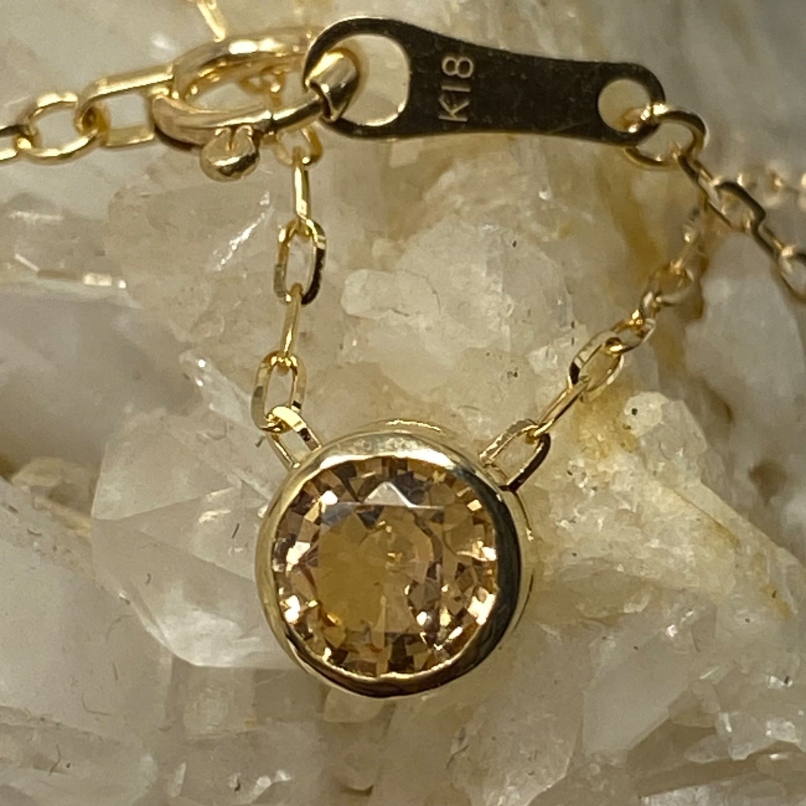 k18YG AU750 18金 天然インペリアルトパーズ 0.40ct ペンダント 