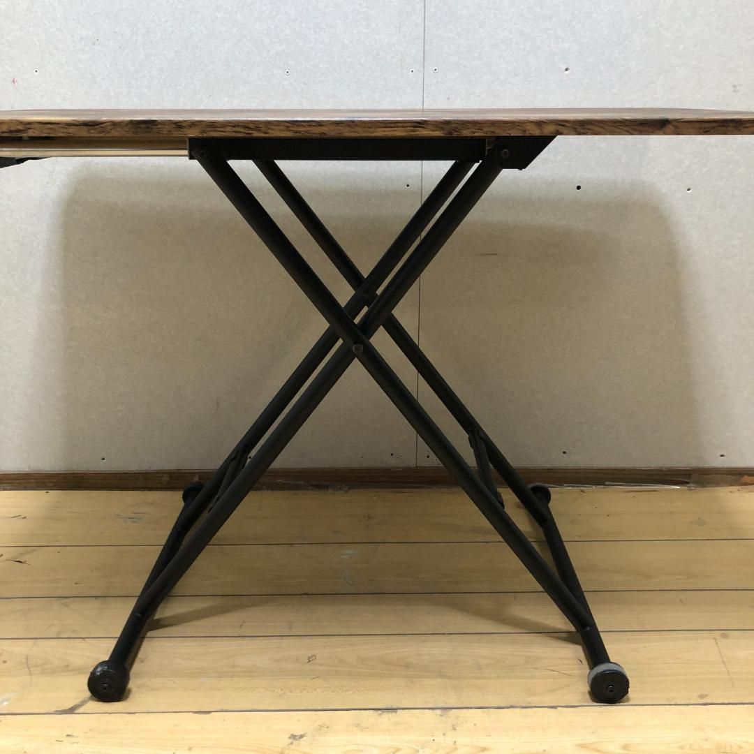 送料無料】ガス昇降式 折りたたみテーブル 高さ調整 木目調 幅100×奥行