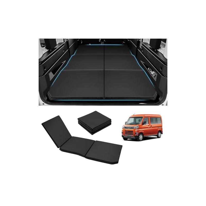 在庫セール GIMUYA ダイハツ アトレー S700V S710V 車中泊マット 折りたたみ式 Atrai ベッドキット 段差解消 快適睡眠 軽量 防水 設計 仮眠 防災 PVC 高密度ウレタン 助手席|運転席併用 ブラック 1PCS 0