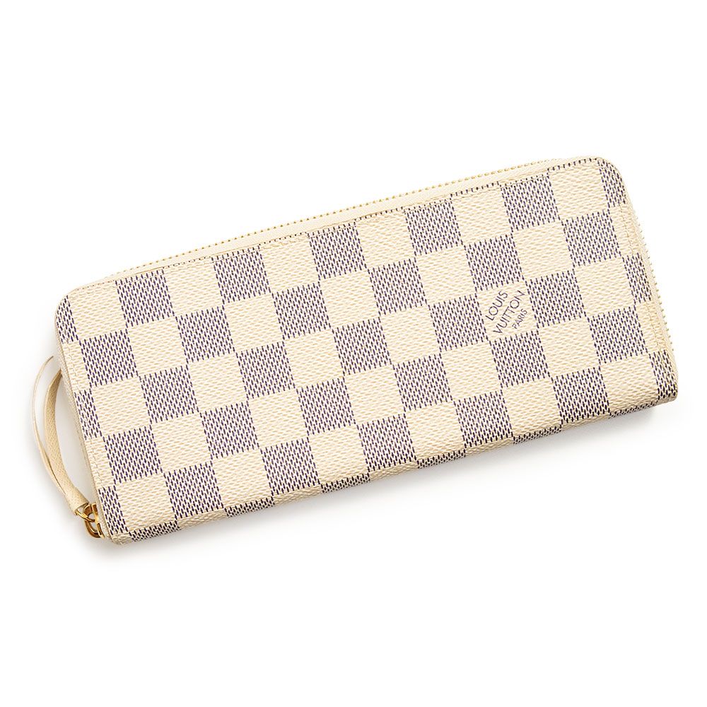ルイ ヴィトン ポルトフォイユ クレマンス ラウンドファスナー 長財布 ダミエアズール ホワイト ゴールド金具 N61210 LOUIS VUITTON ♥品