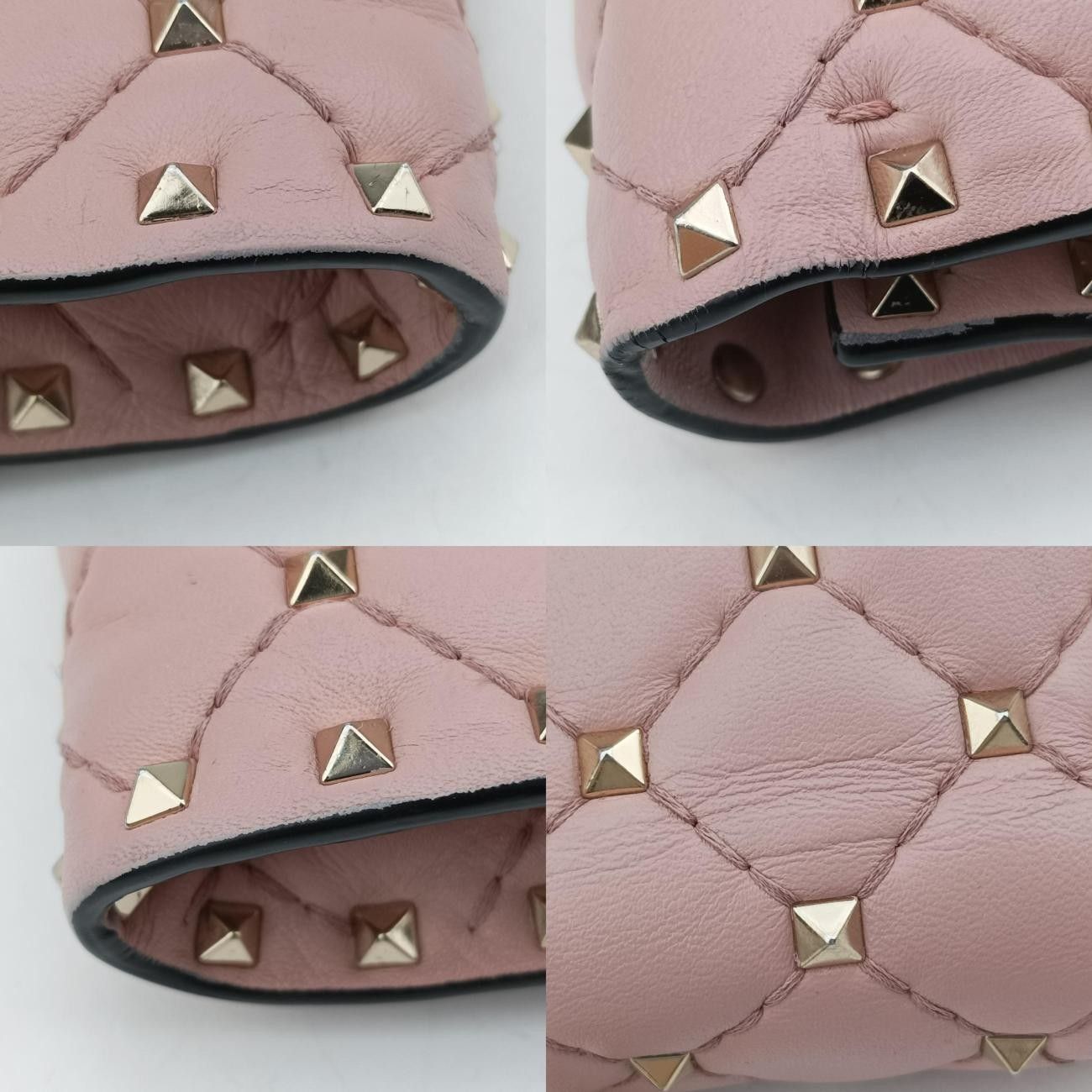 ヴァレンティノValentinoロックスタッズスパイクピンクレザーBL-M137NAP2