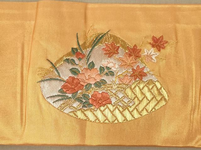 平和屋着物◎アンティーク　大正ロマン　丸帯　飛鶴花文　金糸　逸品　DAAB1604jm