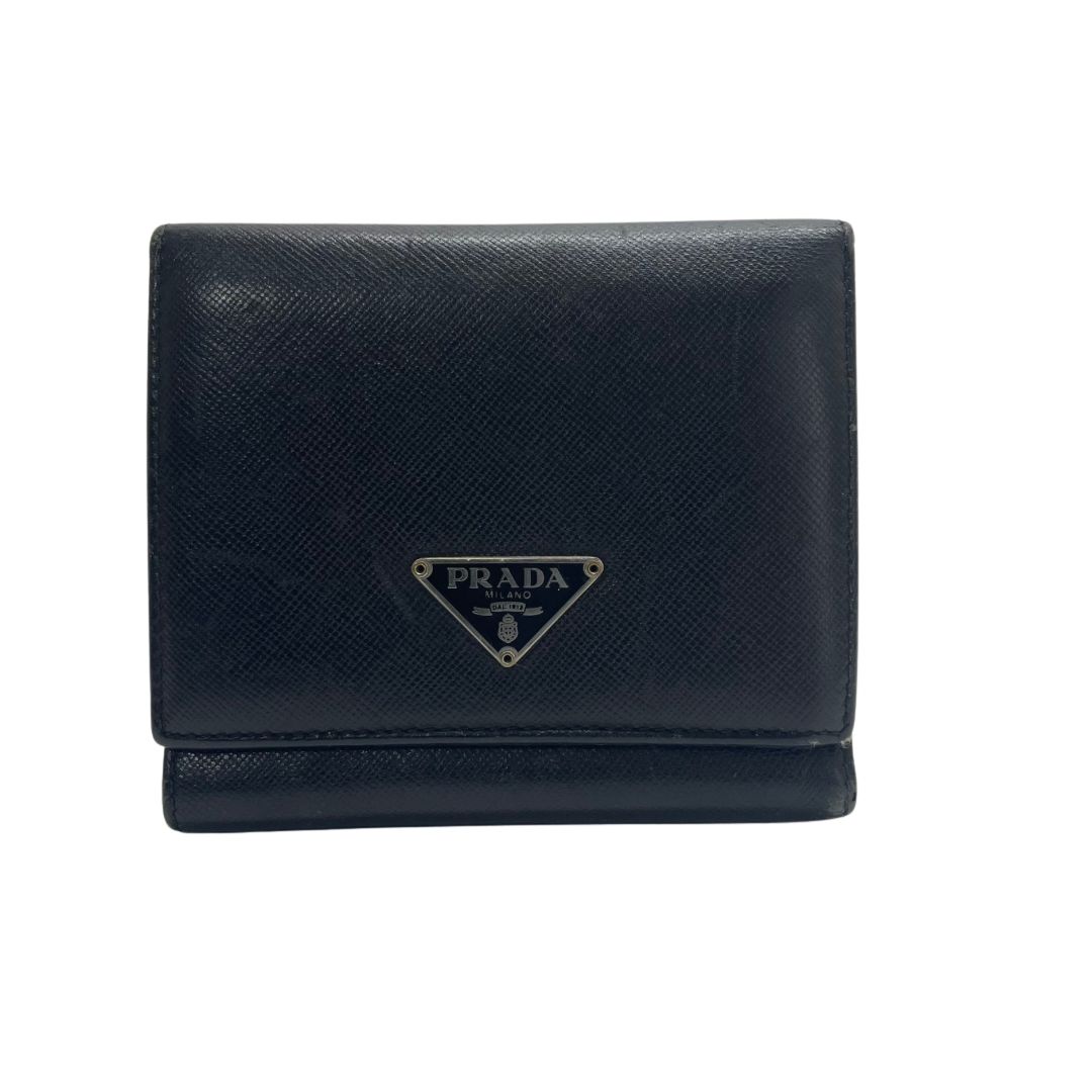2157 PRADA プラダ 三つ折り財布 トライアングル ロゴ ブラック
