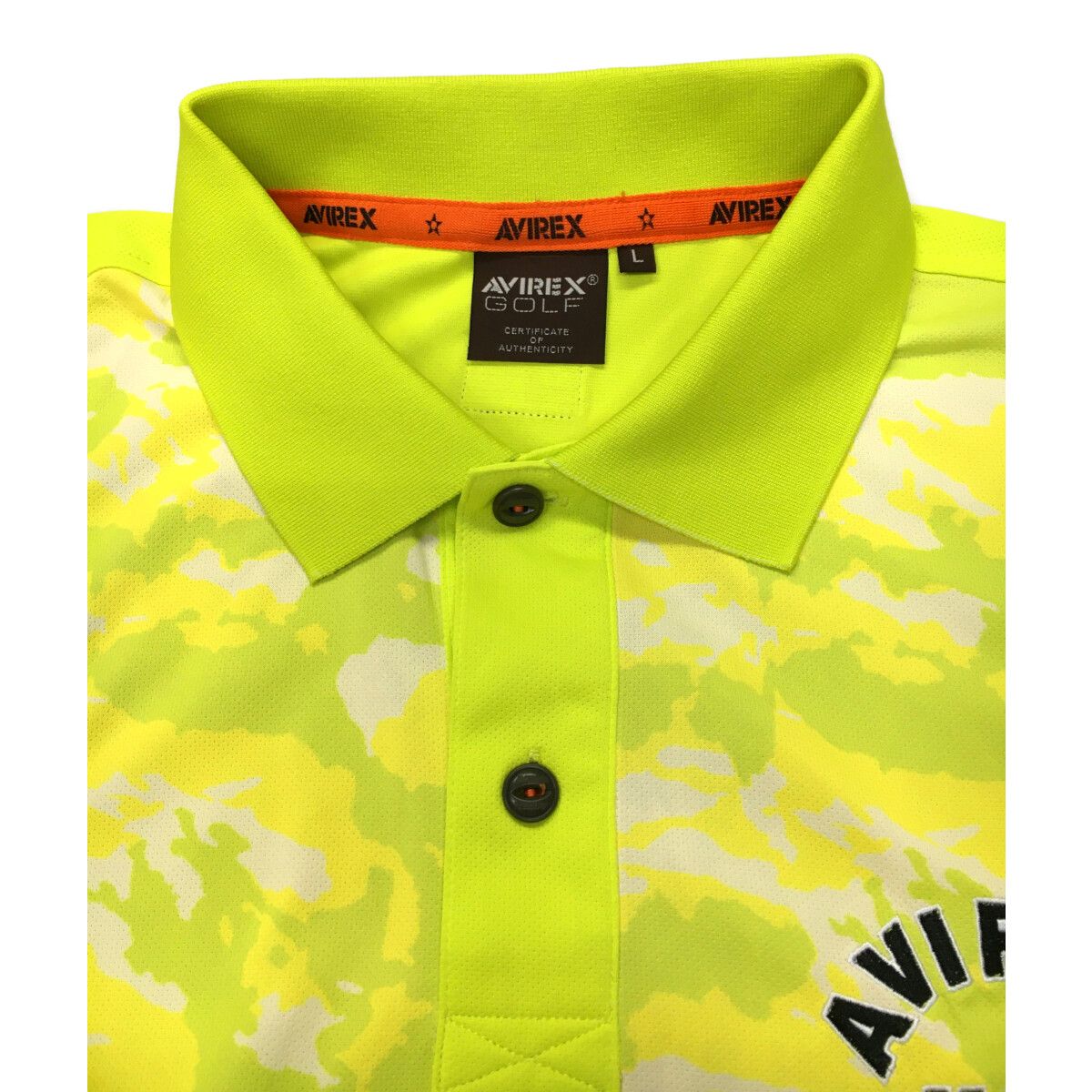 AVIREX - coco 中古 アヴィレックスゴルフ AVIREX GOLF メンズ 半袖ポロシャツ L ライムグリーン 迷彩 カモフラ メンズ アヴィレックスゴルフ AVIREX GOLF 半袖ポロシャツ L