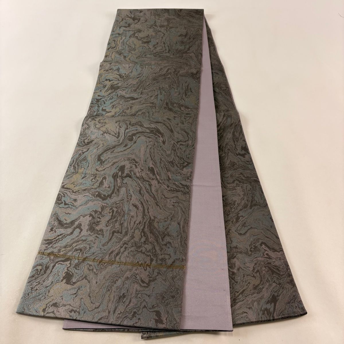 墨流し袋帯　専用です。 袋帯 美品 秀品 寿光織 墨流し 銀糸 灰色 全通 正絹 【中古