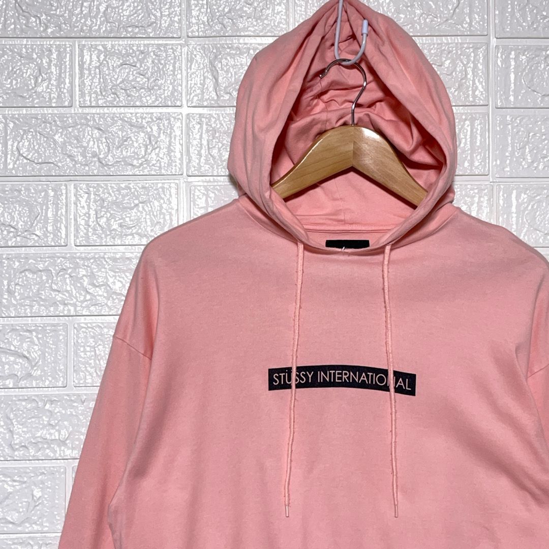 STUSSY - stussy パーカー ピンクロゴ Stussy パーカー ピンク - メルカリ
