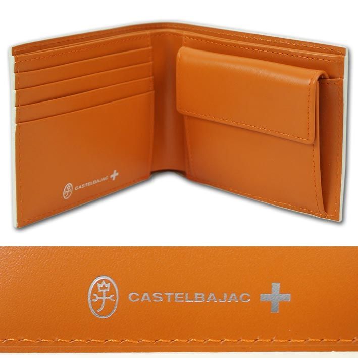 カステルバジャック CASTELBAJAC 馬革/牛革 二つ折り財布 Garnier ガルニエ メンズ レディース ホワイト 白 軽量 本革 サイフ  さいふ