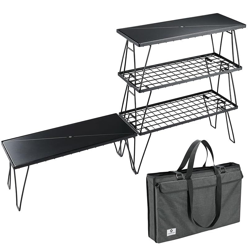 キャンピングムーン CAMPING MOON キャンプ ラック アウトドア メッシュラック ミニマルラック MINIMAL RACK 4点セット アルミ天板付き T-229-4TM2 1