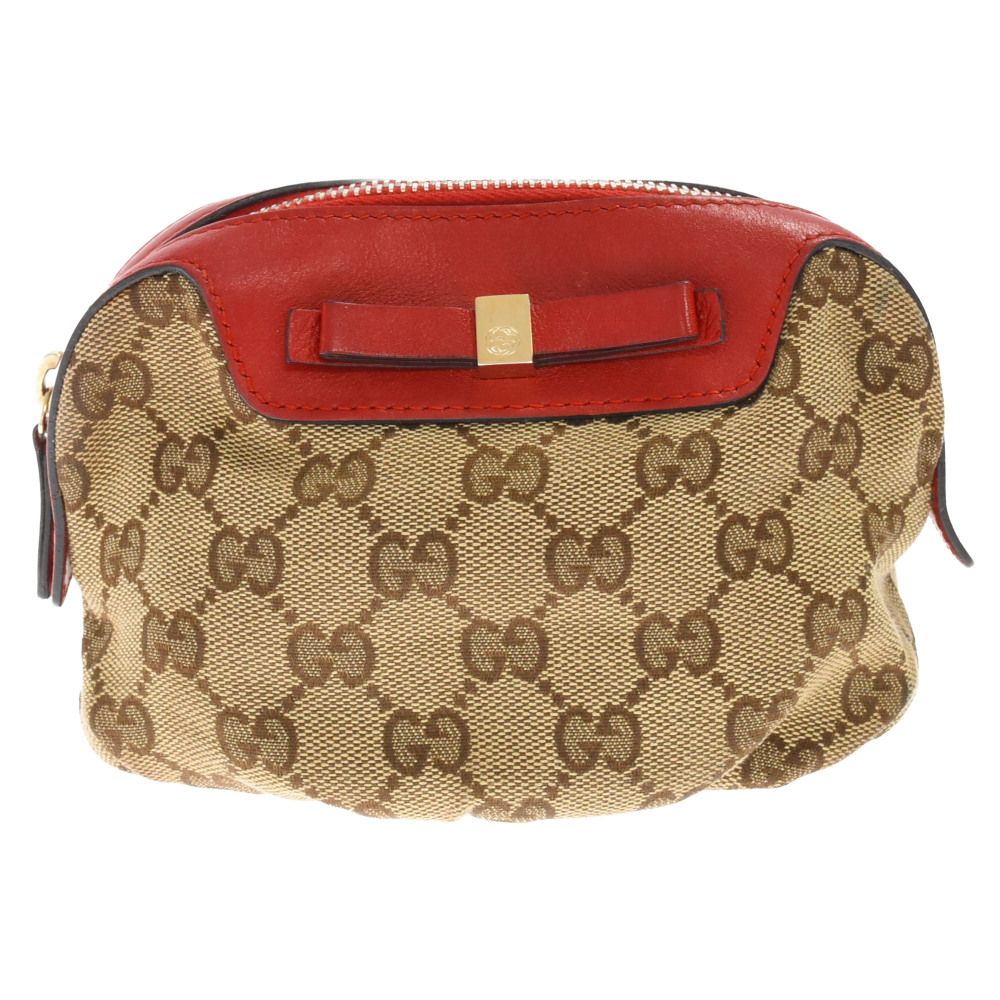 【中古品】GUCCI キャンバスポーチ ベージュ/レッド 楽天市場】グッチ（カラーベージュ）（化粧ポーチ｜レディース